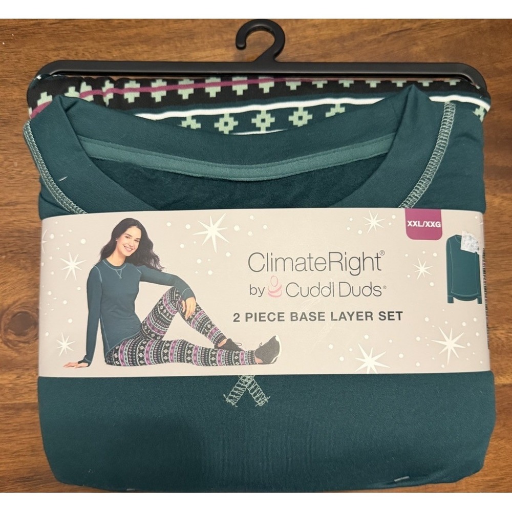 2-Piece ClimateRight by Cuddl Duds Wmn's GreenBase Layer Top and Legging Set XXL